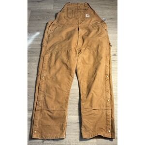 Carhartt‎ 48x30 Insulated Brown Duck Bib Overalls Double Knee